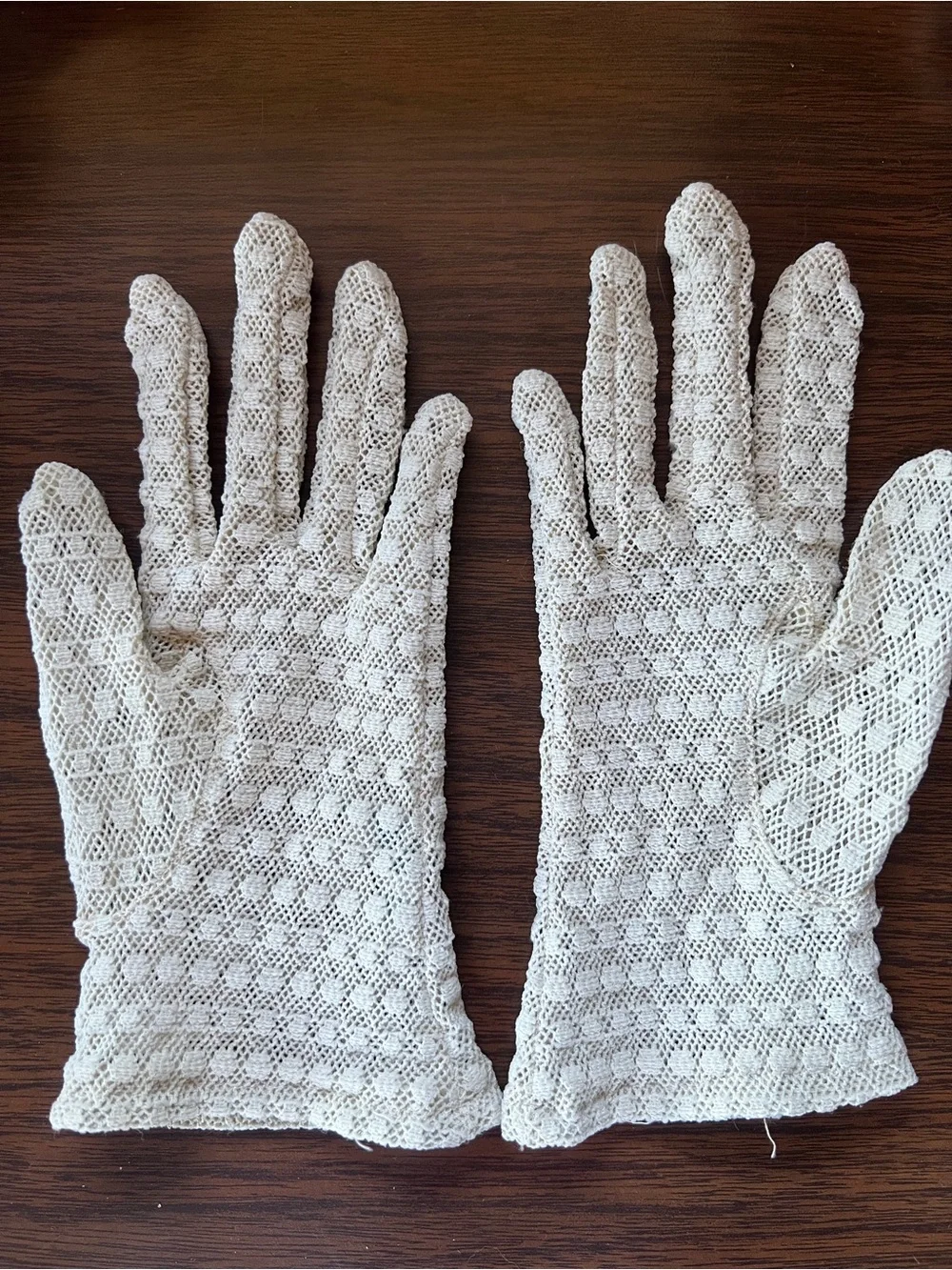 Vintage Mid-century Nylon Lace Stretch Gloves - Made in Japan - One Size
